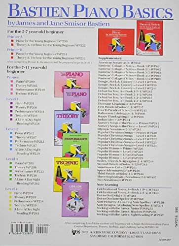 WP216  Bastien Piano Basics  Technic Level 1 (Level 1/Bastien Piano Basics Wp216),Used