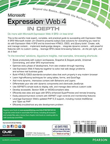 Microsoft Expression Web 4 In Depth: Updated For Service Pack 2  Html 5, Css 3, Jquery,Used