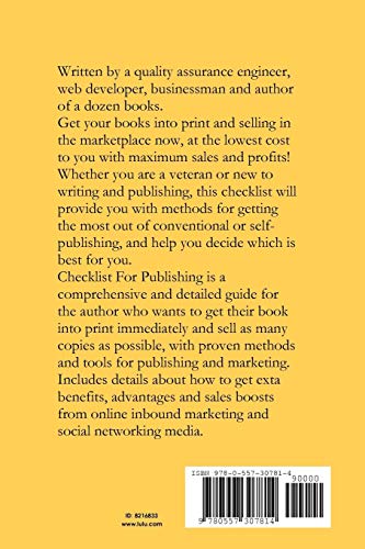 Checklist For Publishing & Selling Your Books,Used