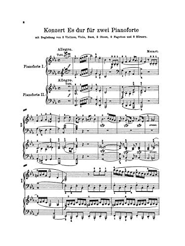 Piano Concerto No. 10 in Eflat Major for Two Pianos, K. 365 (Kalmus Edition),Used