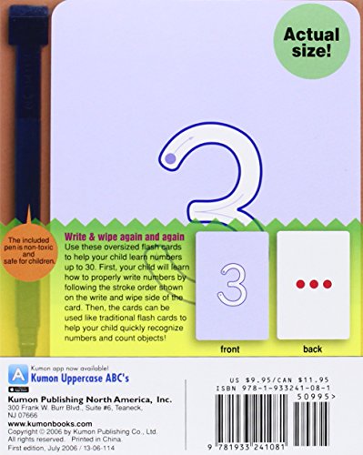 Kumon Numbers 130 Write & Wipe (Kumon Flash Cards),New