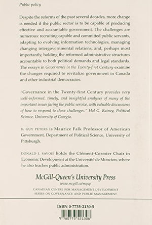 Governance in the Twentyfirst Century: Revitalizing the Public Service,Used