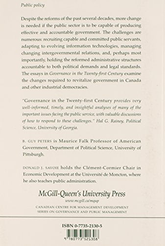 Governance in the Twentyfirst Century: Revitalizing the Public Service,Used