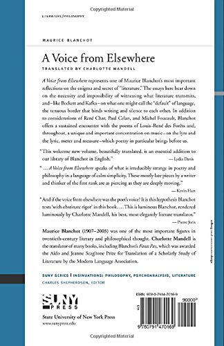 A Voice from Elsewhere (Suny Series, Insinuations: Philosophy, Psychoanalysis, Liter),Used