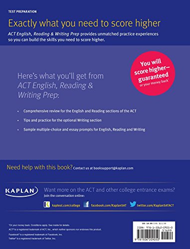 ACT English, Reading, & Writing Prep: Includes 500+ Practice Questions (Kaplan Test Prep),Used