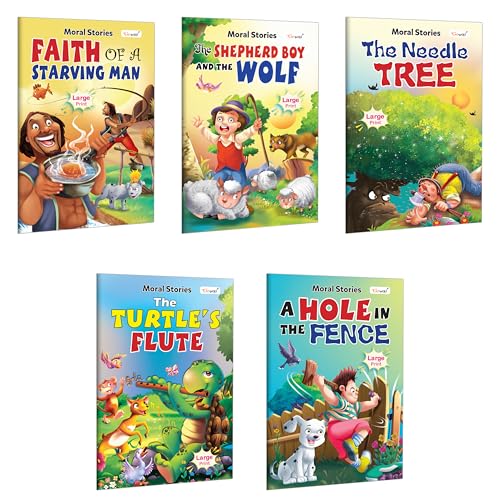 Faith Of A Starving Man, The Shepherd Boy And The Wolf, The Needle Tree, Turtle Flute And More - Moral Stories :- Picture Story Books, Early Learning Story Books For Kids | Combo Of 5 Books