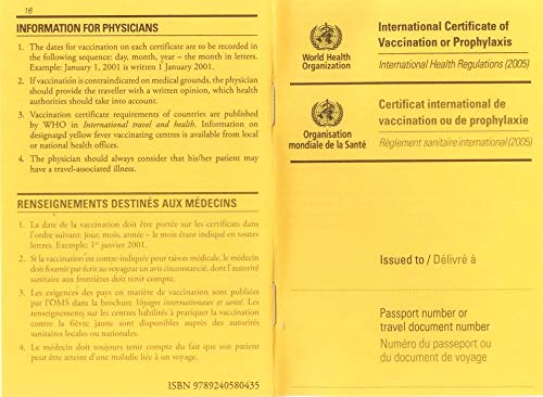 International Certificate of Vaccination with Vinyl Document Holder  World Health Organization Bilingual Version [cards] World ,New