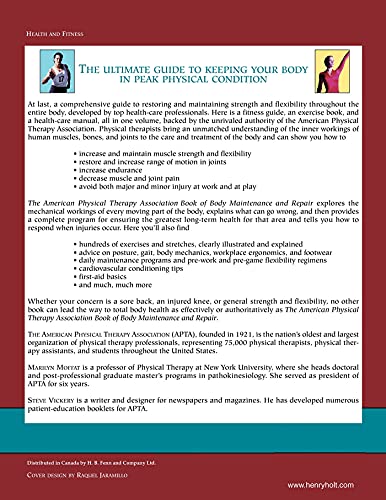 Holt McDougal American Physical Therapy Association Book of Body Maintenance and Repair - Essential Guide for Physical Health and Wellness