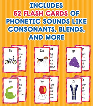 Carson Dellosa Phonics Flash Cards for Kids Ages 48, Sound Recognition Skills With Vowels, Consonants and Common Blends for Pre,Used