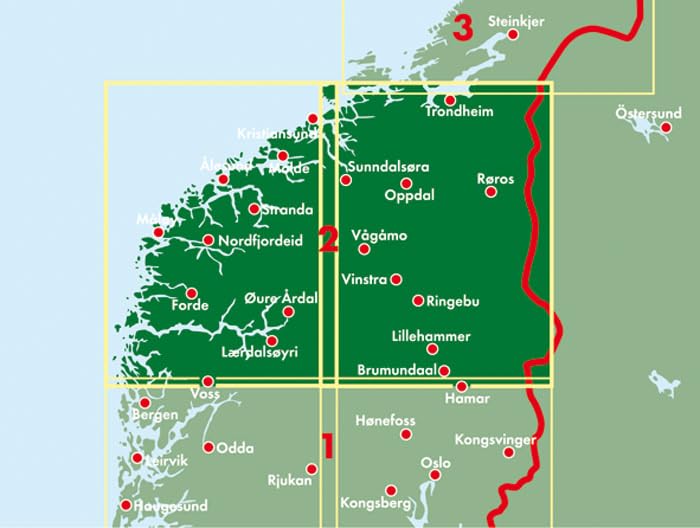 Mapnorway Central (Road Maps)#2 Fb (English, German, Italian, Spanish, Norwegian And Dutch Edition)