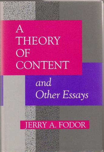 A Theory of Content and Other Essays,Used