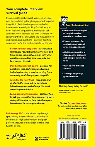Answering Tough Interview Questions For Dummies  UK,Used