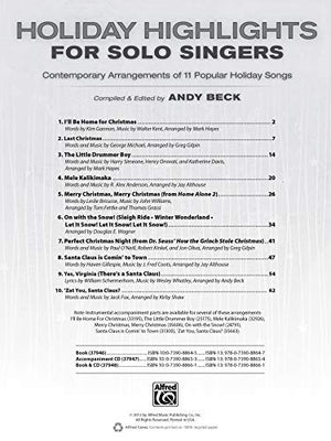 Holiday Highlights for Solo Singers: 10 Contemporary Arrangements of Popular Holiday Songs, Book & CD,Used