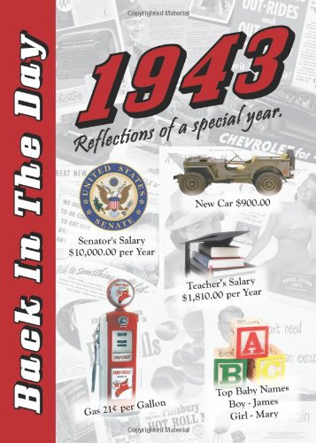 1943 Back In The Day  24page Greeting Card / Booklet with Envelope (5 x 7 Size)  Great for Birthdays, Anniversaries, Reunions,Used