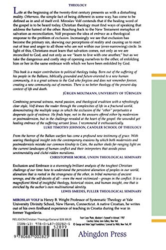 Exclusion and Embrace: A Theological Exploration of Identity, Otherness, and Reconciliation,New