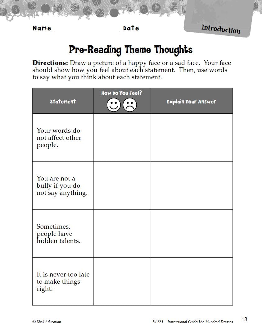 The Hundred Dresses: An Instructional Guide for Literature  Novel Study Guide for Elementary School Literature with Close Readi,Used