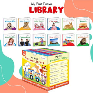 My First Learning Library Box (Yellow Edition) : Kids First Little Library, Board Book For Kids, Early Learning Books, Picture Book Collection, Box Set Of 12 Board Books