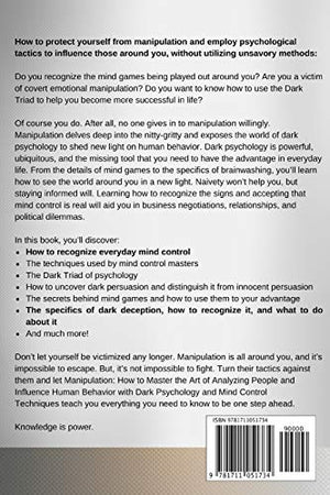 Manipulation: How to Master the Art of Analyzing People and Influence Human Behavior with Dark Psychology and Mind Control Techn,Used