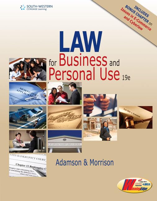 Law for Business and Personal Use, Copyright Update, 19th Student Edition,Used