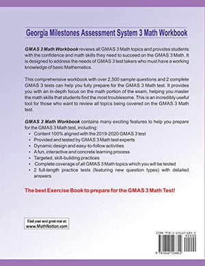 Georgia Milestones Assessment System Math Workbook: 3rd Grade Math Exercises, Activities, and Two FullLength GMAS Math Practice,Used