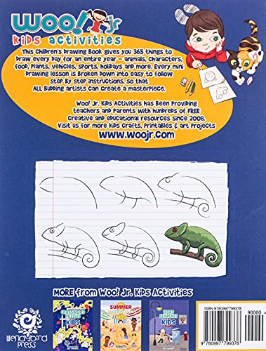 The Drawing Book For Kids: 365 Daily Things To Draw, Step By Step (Woo! Jr. Kids Activities Books) (Drawing Books For Kids),New