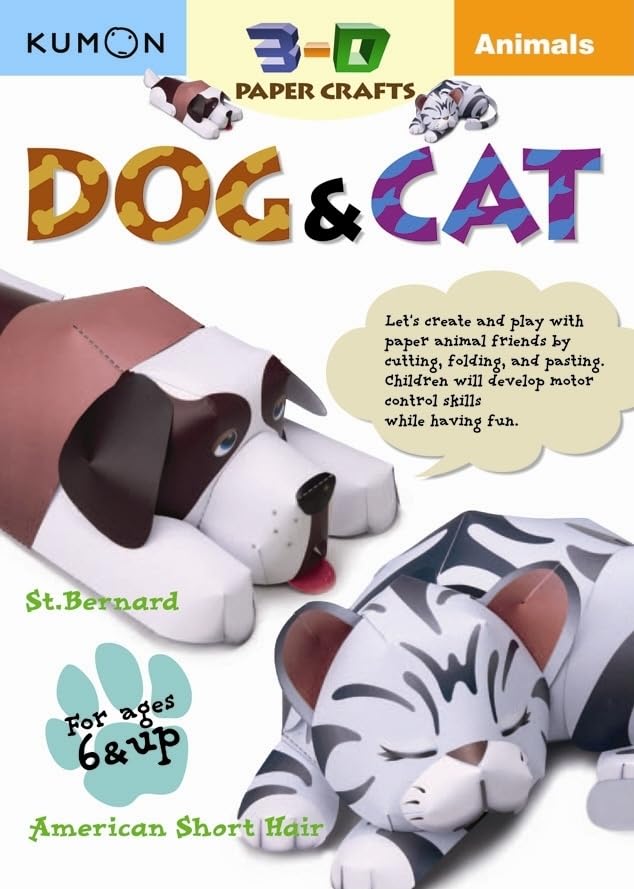 Animals: Dog & Cat (Kumon 3D Paper Craft Workbooks),Used