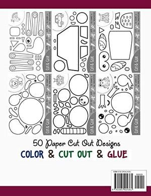Scissors Skill Color & Cut out and Glue: 50 Cutting and Paste Skills Workbook, Preschool and Kindergarten, Ages 3 to 5, Scissor ,Used