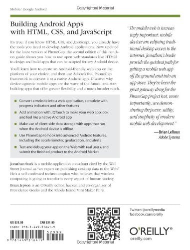 Building Android Apps with HTML, CSS, and JavaScript: Making Native Apps with StandardsBased Web Tools,New