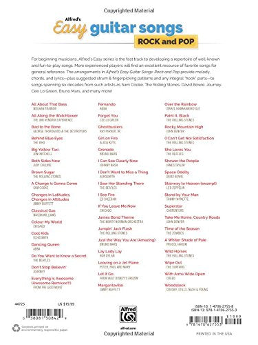 Alfred's Easy Guitar Songs  Rock & Pop: 50 Hits from Across the Decades,Used