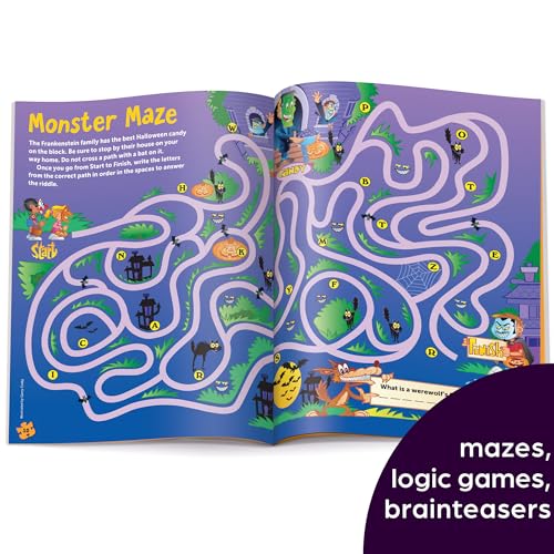 Halloween Puzzles: Halloween Kids Puzzle Book with Over 100 Mazes, Matching Games, Wordplay and More Halloween Fun for Kids 6 an,Used