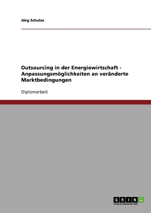 Outsourcing In Der Energiewirtschaft. Anpassungsmglichkeiten An Vernderte Marktbedingungen. (German Edition),Used