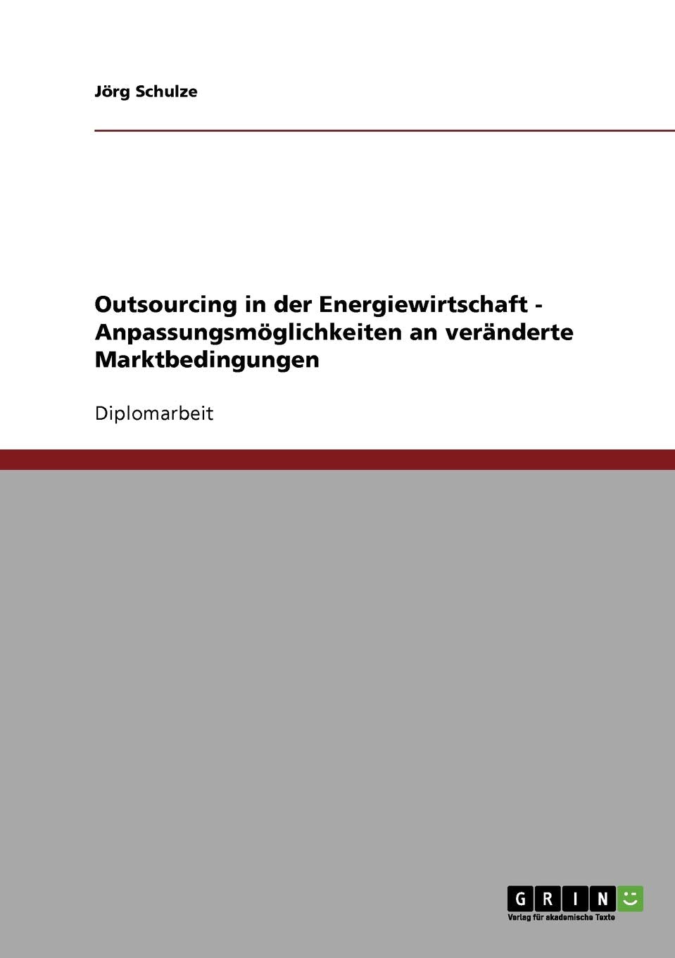 Outsourcing In Der Energiewirtschaft. Anpassungsmglichkeiten An Vernderte Marktbedingungen. (German Edition),Used