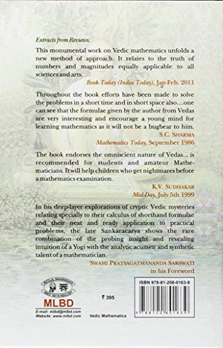 Vedic Mathematics or Sixteen Simple Mathematical Formulae from the Vedas,Used