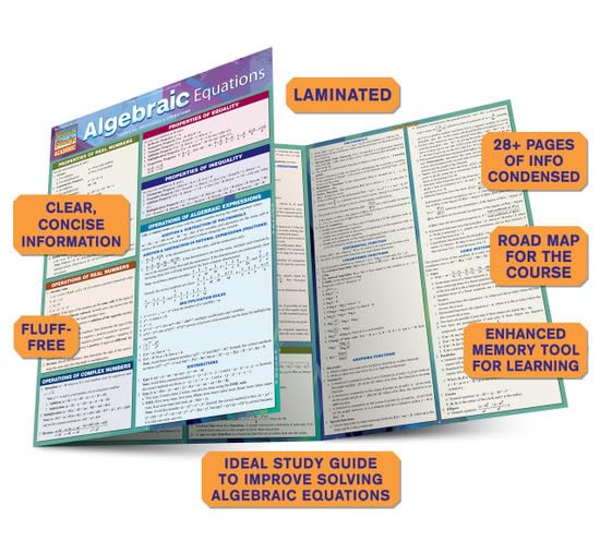 Algebraic Equations QuickStudy Laminated Reference Guide (QuickStudy Academic),Used