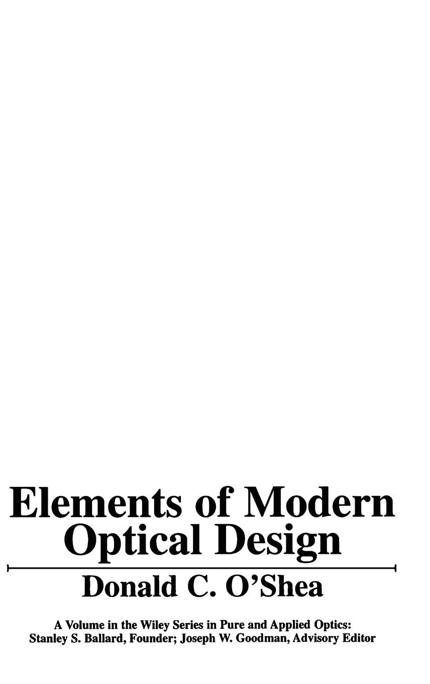 Elements of Modern Optical Design,Used