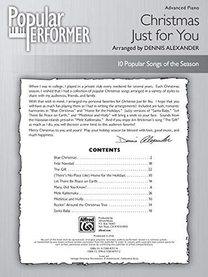 Popular Performer  A Christmas Just for You: 10 Popular Songs of the Season (Popular Performer Series),Used