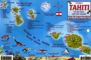 Tahiti & Society Islands Dive Map & Reef Creatures Guide Franko Maps Laminated Fish Card,New