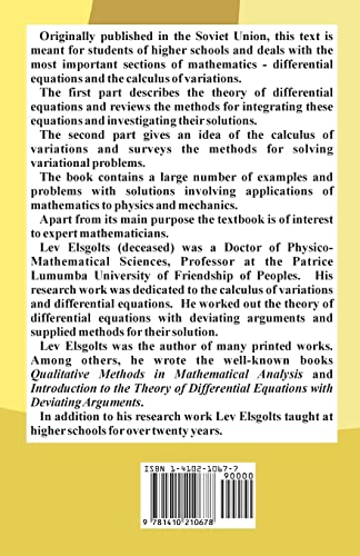 Differential Equations and the Calculus of Variations,New