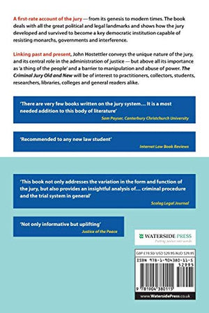 The Criminal Jury Old and New: Jury Power from Early Times to the Present Day,Used