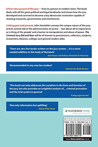 The Criminal Jury Old and New: Jury Power from Early Times to the Present Day,Used