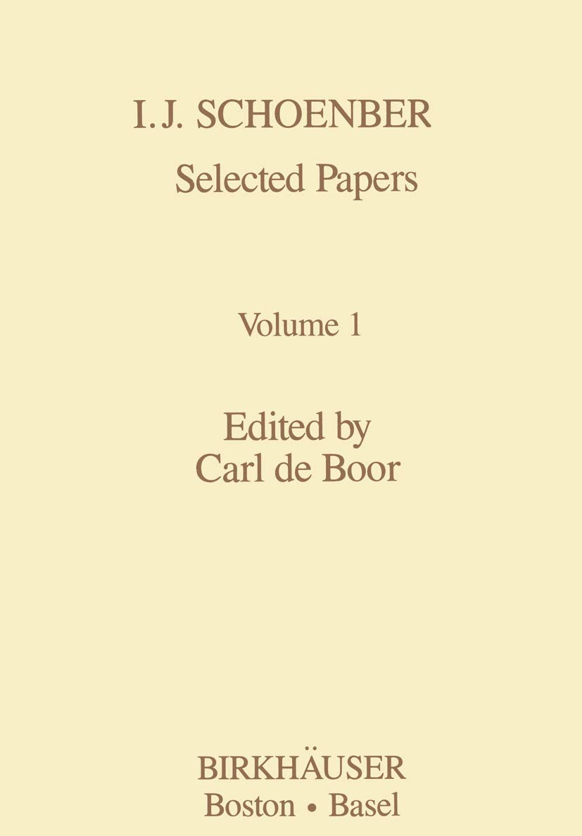 I.J. Schoenberg Selected Papers (Contemporary Mathematicians),Used