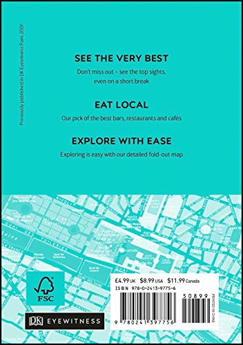 DK Eyewitness Paris Mini Map and Guide (Pocket Travel Guide),Used