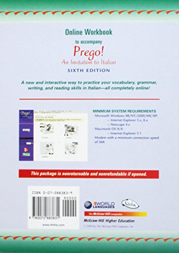 Digital (Electronic) Workbook to accompany Prego! An Invitation to Italian,Used