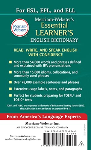 Merriamwebster'S Essential Learner'S English Dictionary, Newest Edition, Massmarket Paperback (English, Spanish And Multilingu