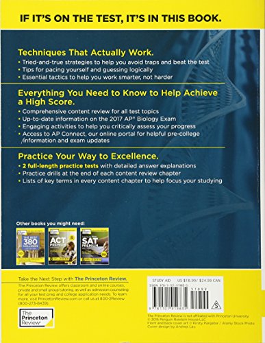 Cracking the AP Biology Exam, 2017 Edition: Proven Techniques to Help You Score a 5 (College Test Preparation),Used
