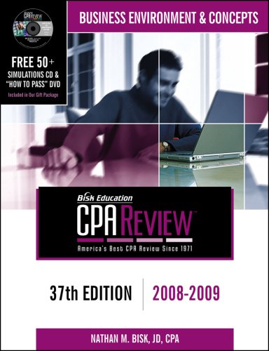 Bisk CPA Review: Business Environment & Concepts, 37th Edition, 20082009 (CPA COMPREHENSIVE EXAM REVIEW),Used