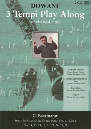 Study for Clarinet in Bb and Piano Op. 63  Part 1: Book/2CD Pack (3 Tempi Play Along),New