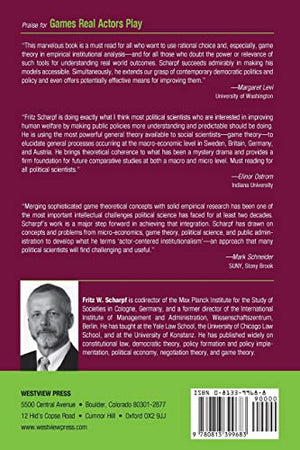 Games Real Actors Play: Actorcentered Institutionalism In Policy Research (Theoretical Lenses On Public Policy),Used