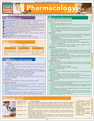 Pharmacology QuickStudy Laminated Reference Guide (QuickStudy Academic),Used