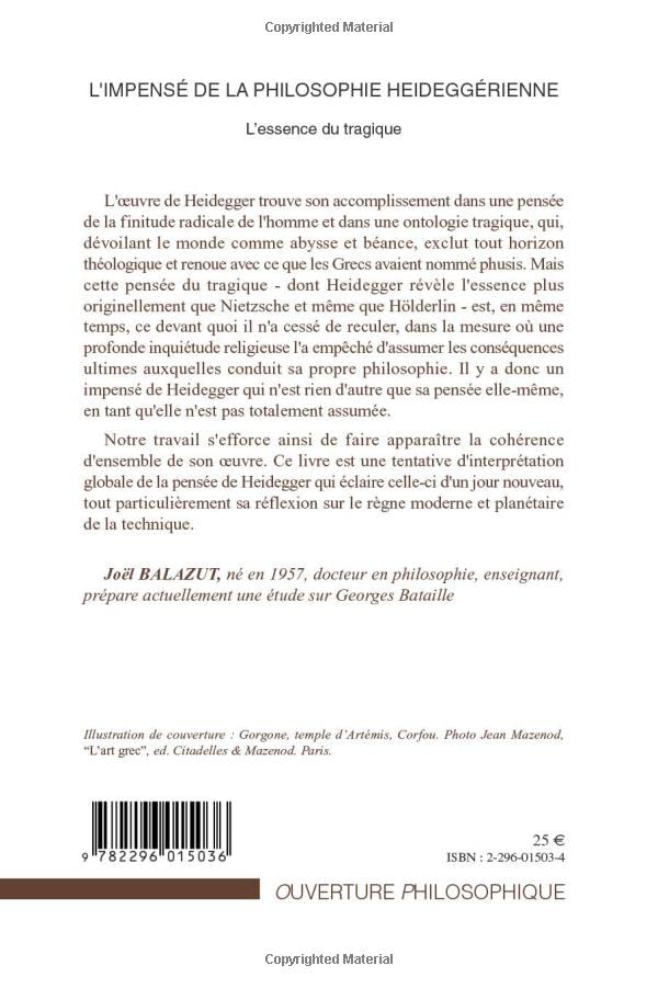 L'impens de la philosophie heideggrienne: L'essence du tragique (French Edition),New